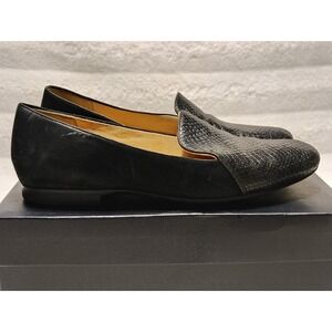 Naturalizer EMILINE Black Suede Leather Snake Print Slip On Loafers Women's 8 M